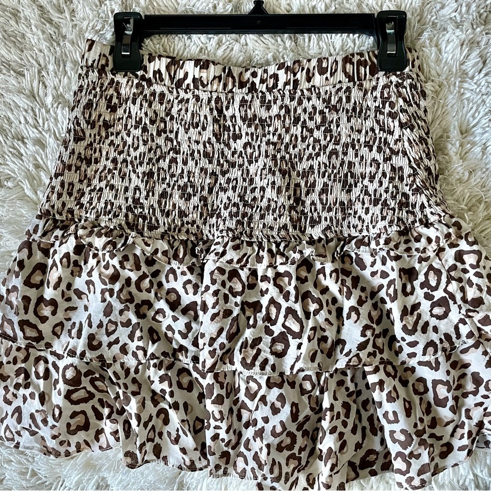FREE THE ROSES mini skirt leopard print Size Small